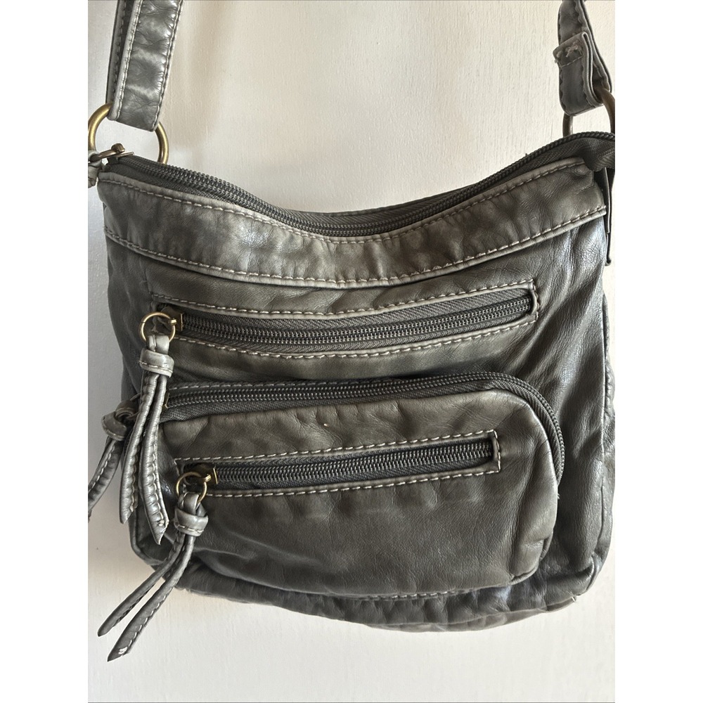 Maurices Y2K 90s Purse, Crossbody Sage Green Grayish Zipper Pockets 7"H x 8"L